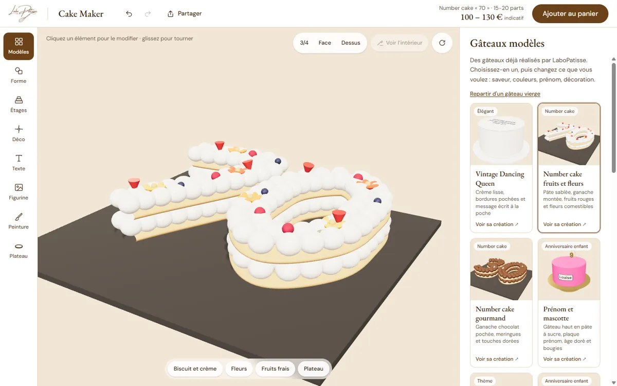 Le Cake Maker 3D, un number cake en cours de composition